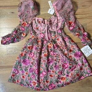 For Love And Lemons Pink Floral Dress